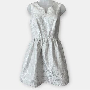 Kensie Silver Metallic Patterned Sleeveless Fit & Flare Mini Dress Size Small